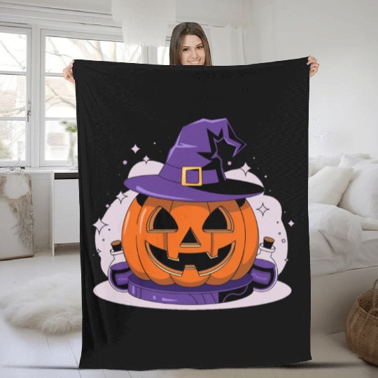 Witchy Jack-O'-Lantern Fleece Blankets