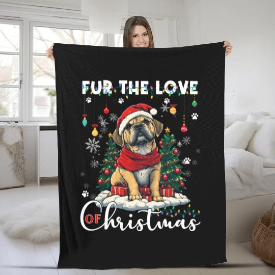 Boxer Christmas Tree Lights Decorations Dog Lover Fleece Blankets