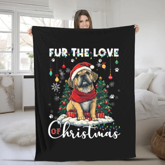 Boxer Christmas Tree Lights Decorations Dog Lover Fleece Blankets