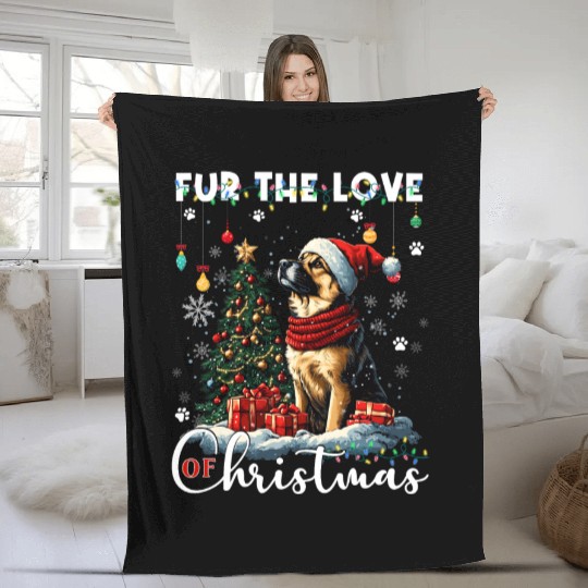 German Shepherd Christmas Tree Decorations Dog Fleece Blankets