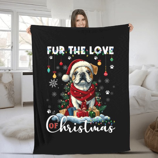 French Bulldog Christmas Tree Decoration Dog Lover Fleece Blankets
