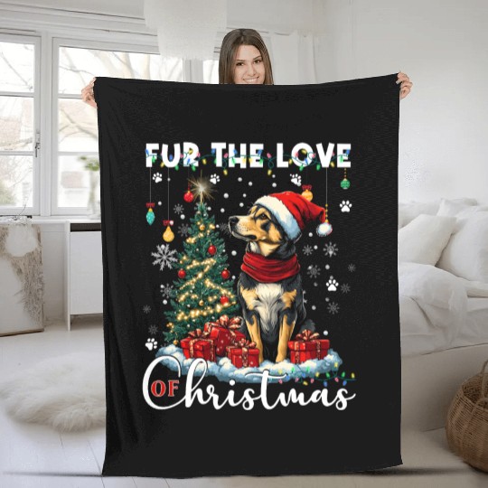 German Shepherd Christmas Tree Decorations Dog Fleece Blankets