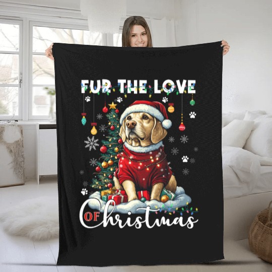 Labrador Retriever Christmas Tree Decorations Dog Fleece Blankets