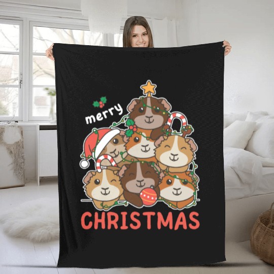Guinea Pig Christmas Tree Merry Christmas Fleece Blankets