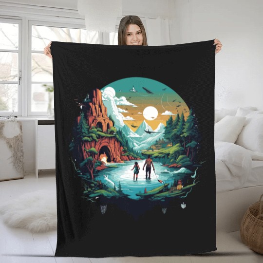 action adventure Fleece Blankets