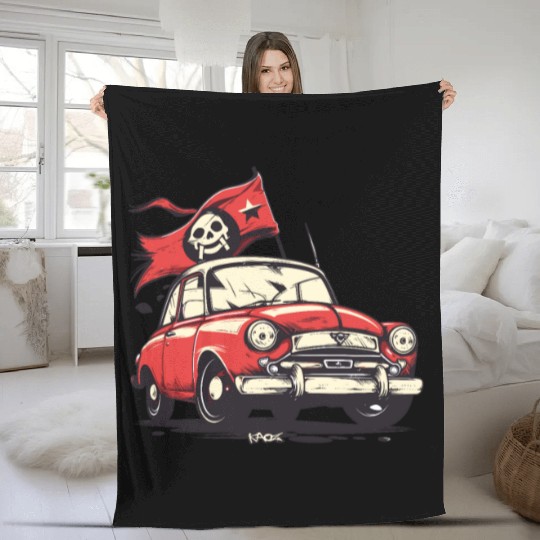 Communist Soviet Pirate Retro Car Fleece Blankets