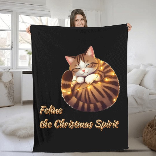 Feline Christmas Spirit Fleece Blankets