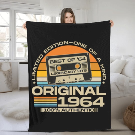 Vintage 1964 Retro 60th Birthday Gift Fleece Blankets