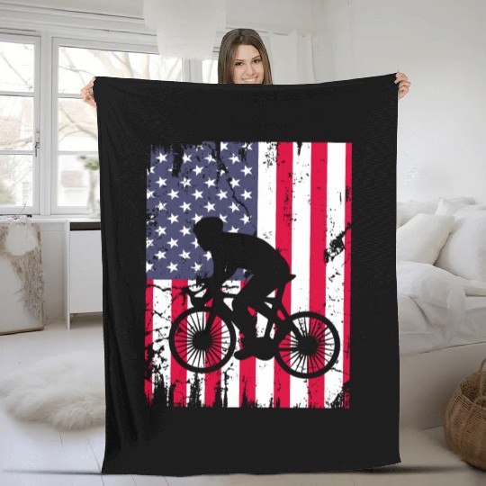 Cute idea American flag Cycling bike lover Fleece Blankets