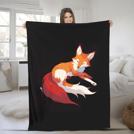 Cute fox - cute animals Fleece Blankets
