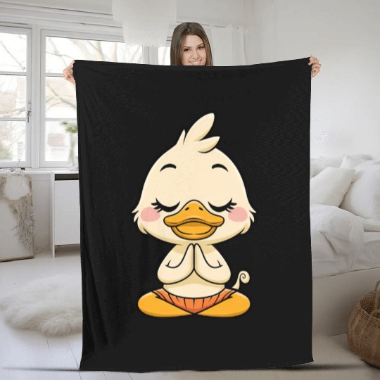 Meditating Duck Inner Peace Yoga Relaxation Chill Fleece Blankets