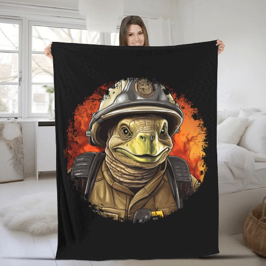 Firefighter turtle Fleece Blankets