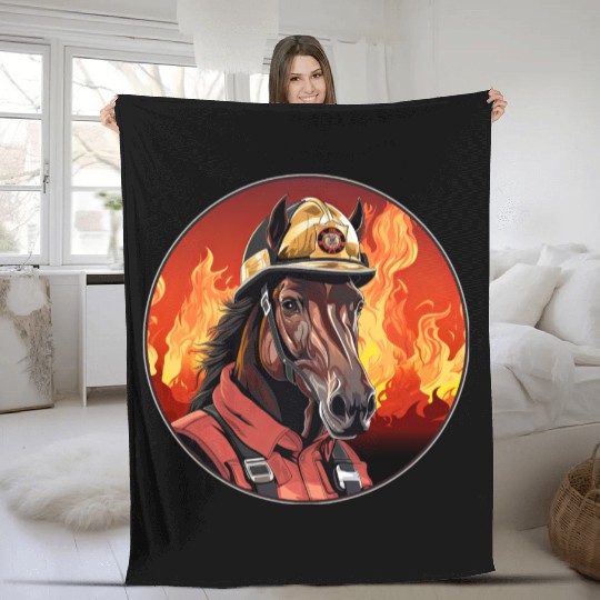 Horses Firefighter / fireman horse Fleece Blankets