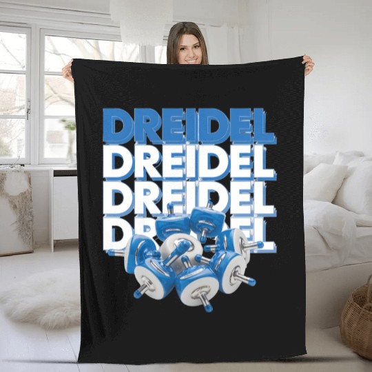 Spinning Dreidels Hanukkah Fun Fleece Blankets