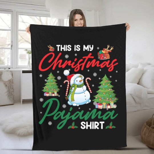 This Is My Chirstmas Pajama Fleece Blankets Cute Snowman