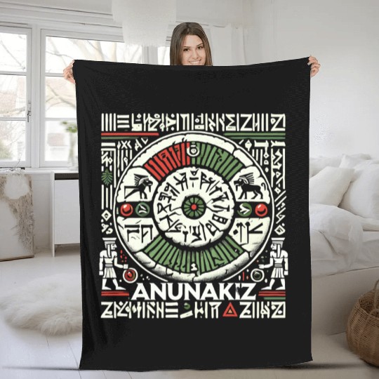 Anunakiz Eternal Akkadian Anunnaki Wheel Fleece Blankets