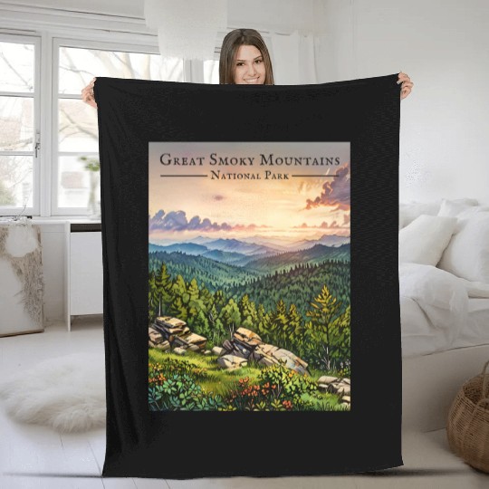 Sunset Serenity - Great Smoky Mountains Fleece Blankets