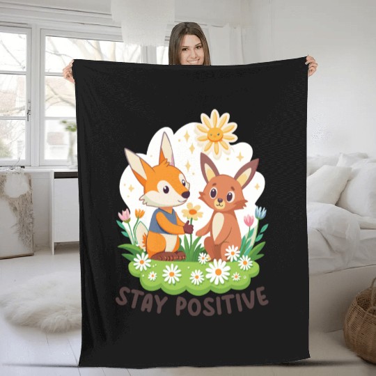 STAY POSITIVE VIBE DESIGN Fleece Blankets