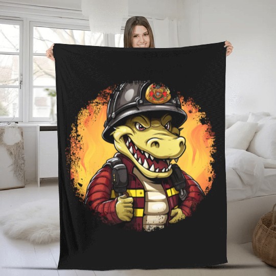 Fireman crocodile Fleece Blankets
