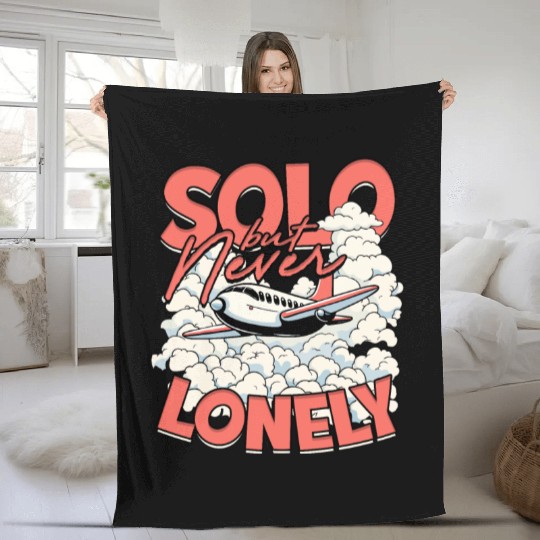 First Solo Flight Pilot Solo But Never Lonely Fleece Blankets