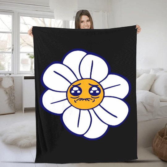 Sweet Flower Sad Face Weeping Spring Summer Crying Fleece Blankets