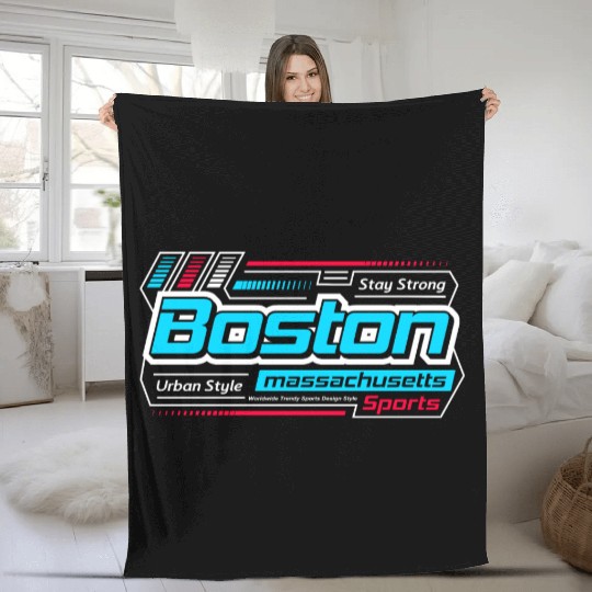 Stay Strong Boston Massachusetts Design Modern Fleece Blankets
