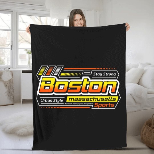 Stay Strong Boston Massachusetts Design Modern Fleece Blankets