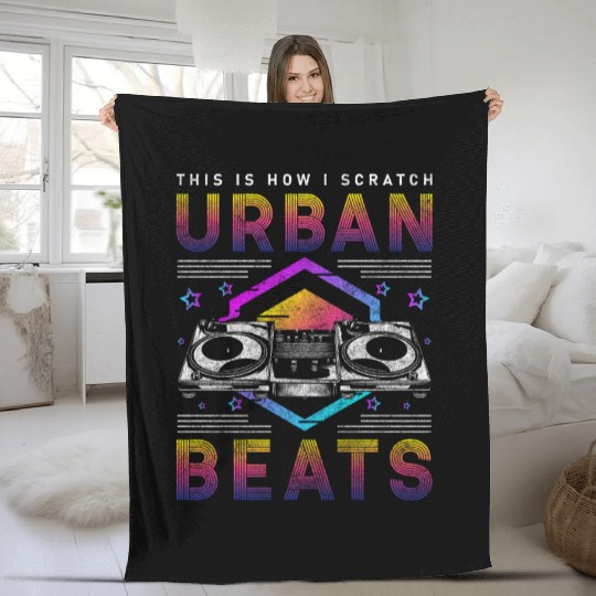 Disc Jockey Melody Crowd Vinyl Fleece Blankets