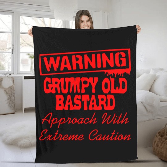 Grumpy Old Bastard Approach With Caution LIKE US Fleece Blankets
