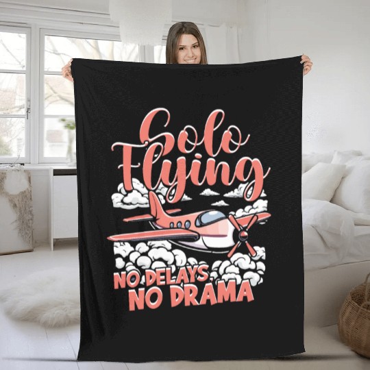 First Solo Flight Pilot Solo Flying No Delays Fleece Blankets