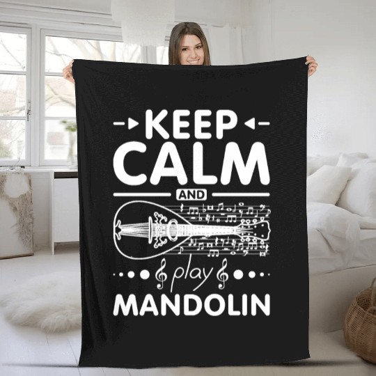 Keep calm and play Mandolin Fleece Blankets