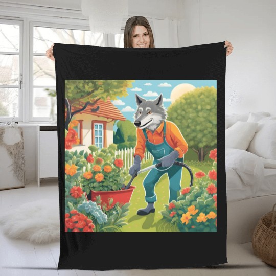 The Lone Wolf Tends His Garden Fleece Blankets