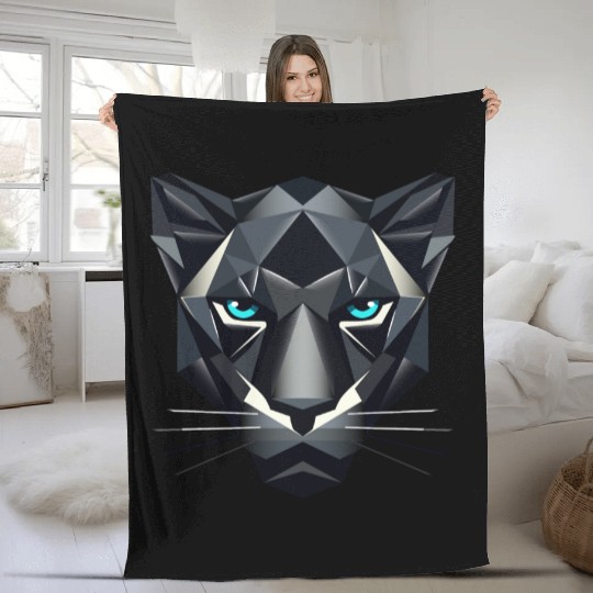 Geometric Black Panther - Power and Elegance Fleece Blankets