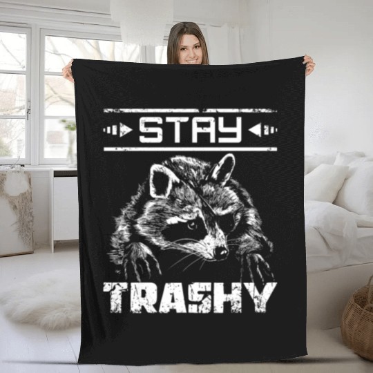 Stay trashy raccoon Fleece Blankets