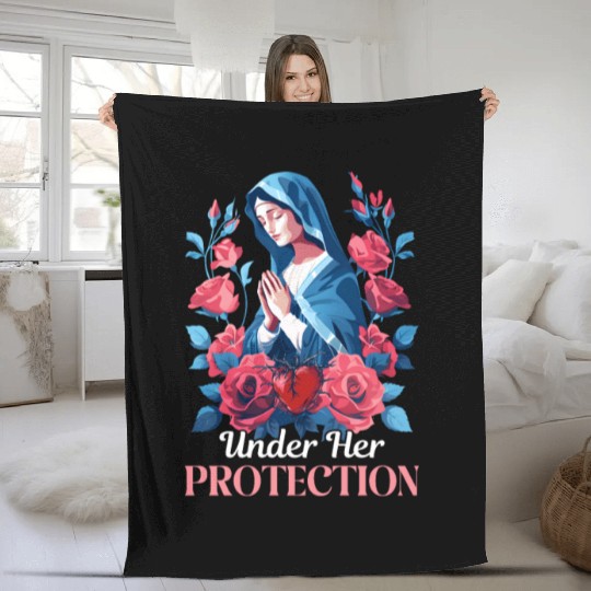 Virgin Mary Under Her Protection Fleece Blankets