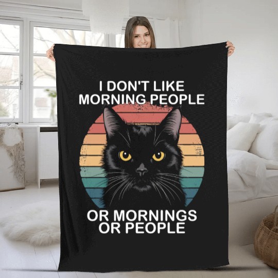 Funny Black Cat Fleece Blankets