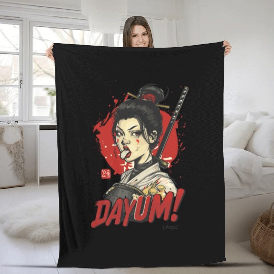 Samurai Geisha Warrior Fleece Blankets