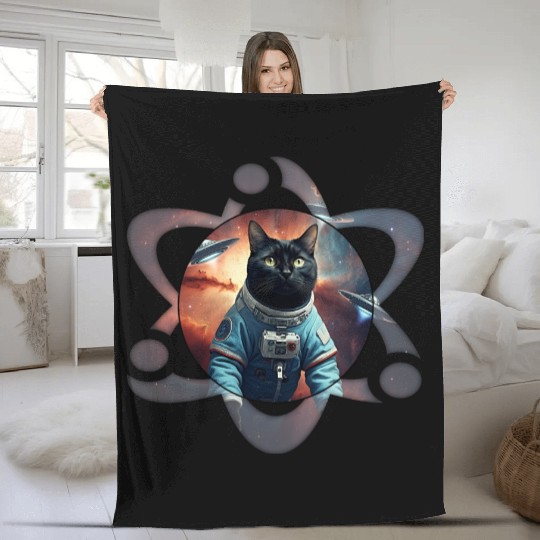 Space Cat Science Fleece Blankets
