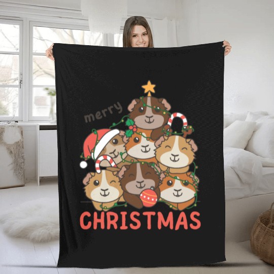 Guinea Pig Christmas Tree Merry Christmas Fleece Blankets