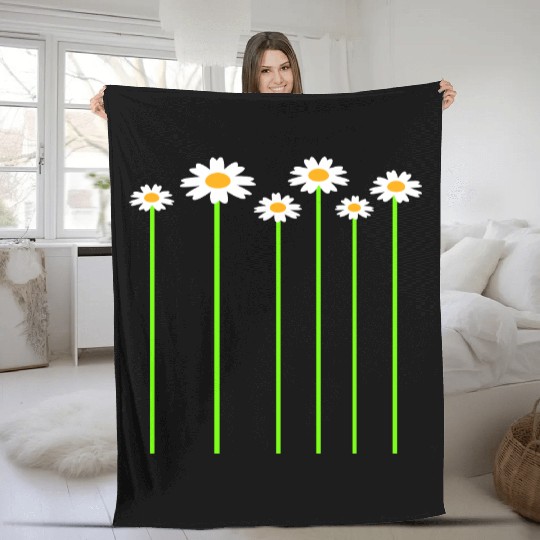 Many Pretty Daisy Flowers Decorative Nature Design Fleece Blankets