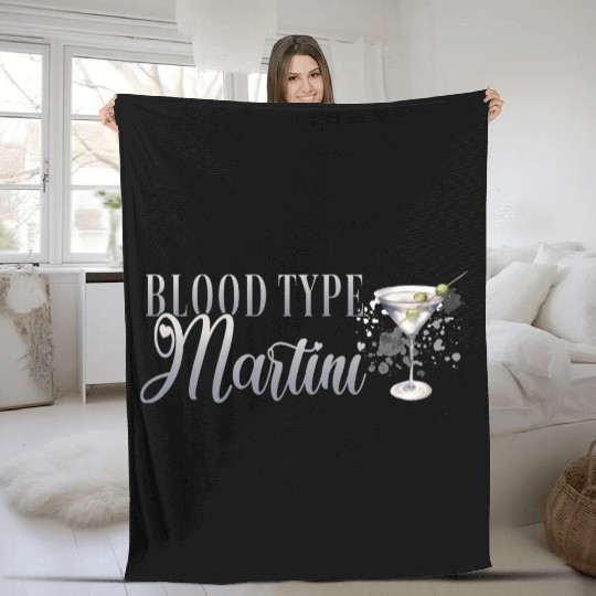 Blood Type Martini Cocktail Bartender Fleece Blankets