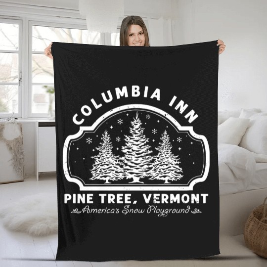 Columbia Inn Pine Tree Vermont White Christmas Fleece Blankets