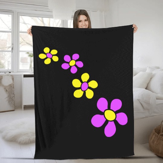Many Pretty Daisy Flowers Decorative Nature Design Fleece Blankets