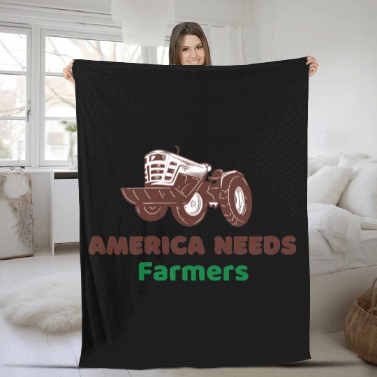 America Needs Farmers Fleece Blankets