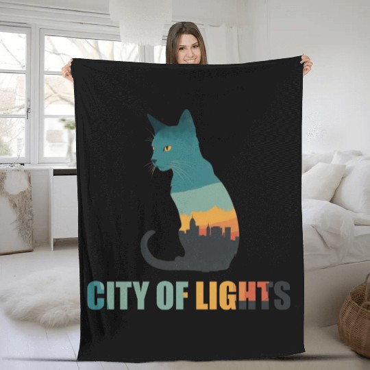 ACCESSORIES City of Lights Cat Skyline Tote Bag Fleece Blankets