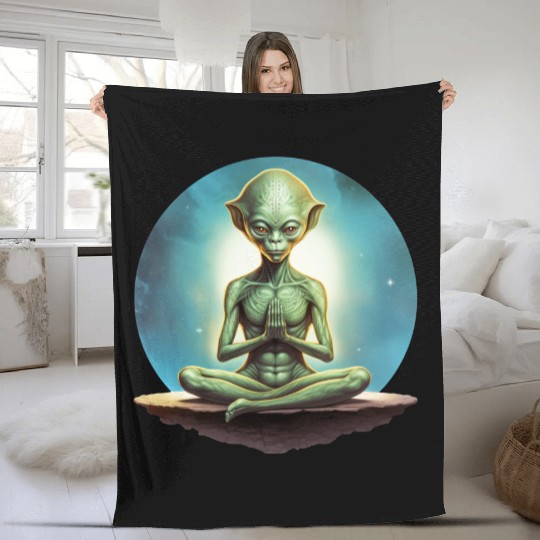 Yoga Aliens Fleece Blankets