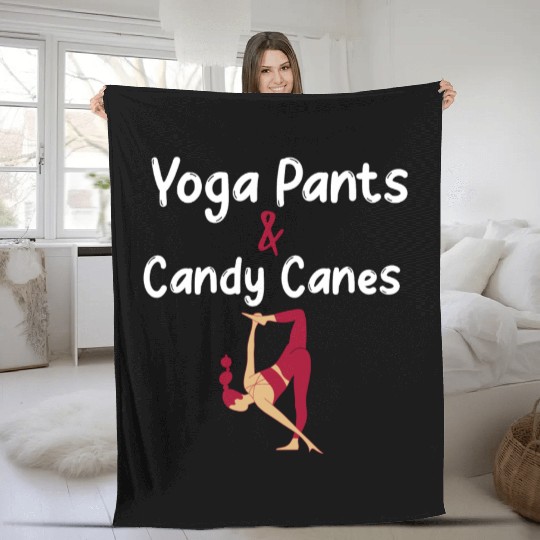 Yoga Pants & Candy Canes Christmas Yoga Fleece Blankets