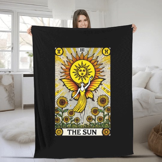 The Sun Tarot Card Fleece Blankets
