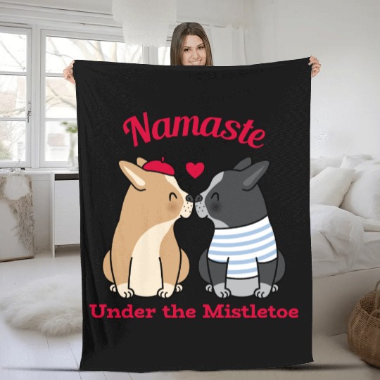 Namaste Under the Mistletoe Christmas Yoga Fleece Blankets