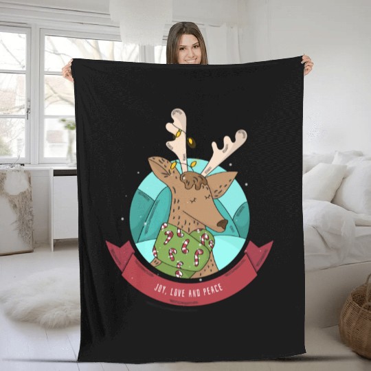 Cozy Reindeer Christmas Cheer Fleece Blankets